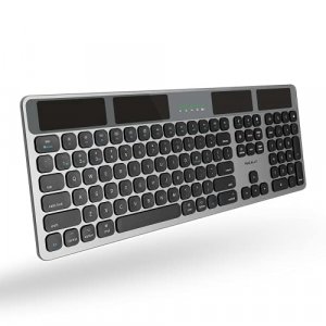 Macally Bluetooth Wireless Solar Keyboard for Mac (Upgraded) - Multi Device Apple Keyboard via Any Light Source or Wire - Mac Bluetooth Keyboard for 