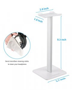 New bee Headphone Stand Headset Holder Earphone Stand with Aluminum Supporting Bar Flexible Headrest ABS Solid Base for All Headphones Size (White)