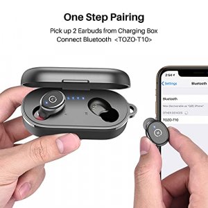 TOZO T10 Bluetooth 5.3 Wireless Earbuds with Wireless Charging Case IPX8 Waterproof Stereo Headphones in Ear Built in Mic Headset Premium Sound with 
