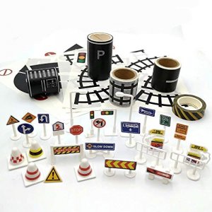 Play Road Tape for Toy Cars & Trains Black Tape 3 Rolls Road Tape 197 inch by 1.9 inch, Packing Traffic Signs Tape Stick to Floors and Walls, Quick C