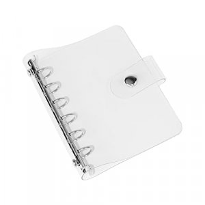 Personal A7 Size 4.3x5.7 Inch 6-Ring Pocket Size Clear Binder Covers Soft PVC Notebook Round Ring Binder Cover Protector Snap Button Closure Loose Le