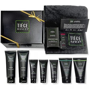Tiege Hanley Men's Skin Care Mega Gift Box | 10 products | 5 Facial Care | 2 Body Wash | 1 Bar Soap, Hand Lotion, and a Plush Hand Towel | Great Gift
