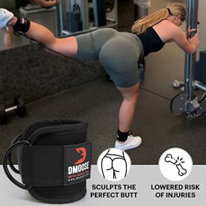 DMoose Ankle Strap for Cable Machine Attachments - Gym Ankle Cuff for Kickbacks, Glute Workouts, Leg Extensions, Curls, Booty Hip Abductors Exercise