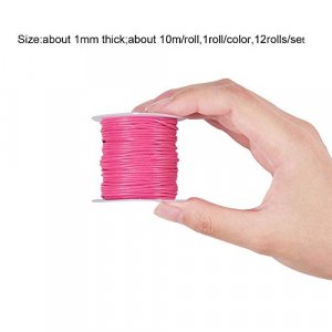 PH PandaHall 12 Rolls 1mm Waxed Polyester Cord Thread 10.9 Yards/Roll 12 Colors Beading String for Bracelets Necklaces Waist Beads Jewelry Making Mac