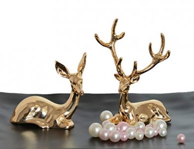 Ardax Golden Home Dcor Deer Figurines,Small Animal Statue Handmade Sculpture Ornament (1 Pair)