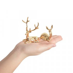 Ardax Golden Home Dcor Deer Figurines,Small Animal Statue Handmade Sculpture Ornament (1 Pair)