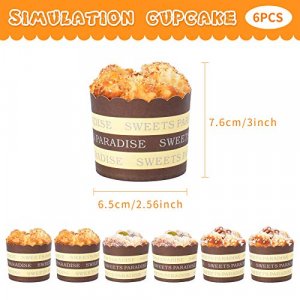 Hagao Fake Cupcake Simulation Sprinkle Artificial Food Cake Mixed Play Food Model Kitchen Toy Decoration 6 pcs