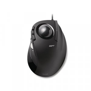 ELECOM DEFT Trackball Mouse, Wired, Finger Control, 8-Button Function with Smooth Tracking, Ergonomic Design, Windows11, macOS (M-DT2URBK)