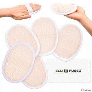 Loofah Pads (Pack of 5) - Exfoliating Scrubbing Sponges - Soft Cotton Material - Essential Skin Care Product - for Shower/Bath - Fibrous Texture - Pe