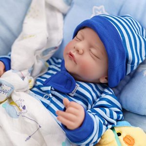 JIZHI Lifelike Reborn Baby Dolls Boy - 18-Inch Baby Soft Skin Realistic-Newborn Baby Dolls Sleeping Real Life Baby Dolls with Toy & Gift Set for Kids