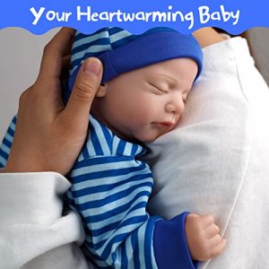 JIZHI Lifelike Reborn Baby Dolls Boy - 18-Inch Baby Soft Skin Realistic-Newborn Baby Dolls Sleeping Real Life Baby Dolls with Toy & Gift Set for Kids