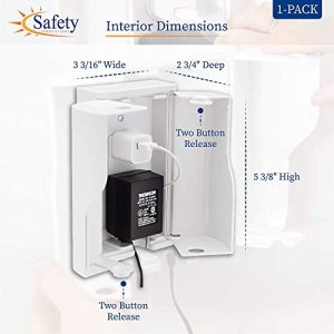 Safety Innovations Twin Door Baby Safety Outlet Cover Box for Babyproofing Outlets - More Interior Space for Extra Large Electrical Plugs and Adapter