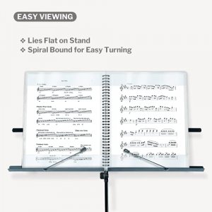 CRANBURY Sheet Music Folder 8.5x11 - Dual Use Music Holder (Black), Store Inside 24 Protective Sleeves or Write on Exposed Pages Outside Sleeves, 8.5