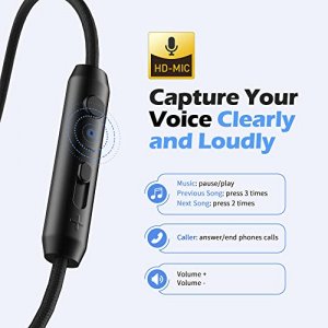 AILIHEN C8 Wired Headphones with Microphone and Volume Control Folding Lightweight Headset for Cellphones Tablets Chromebook Smartphones Laptop Compu