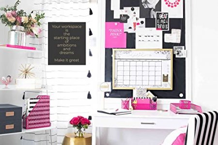 Blu Monaco Pink Office Supplies Hot Pink Desk Accessories for Women Office - 6 Piece Cute Pink Desk Organizer Set