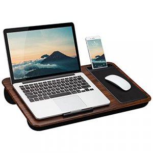 LapGear Home Office Lap Desk with Device Ledge, Mouse Pad, and Phone Holder - Espresso Woodgrain - Fits up to 15.6 Inch Laptops - Style No. 91575