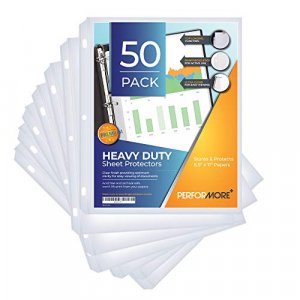 50 Sheet Protectors, Heavy Duty 8.5 X 11 Inch Clear Page Protectors for 3 Ring Binder, Plastic Sheet Sleeves, Durable Top Loading Paper Protector wit