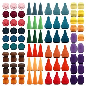 Large Set Full Rainbow Color Style Wooden Loose Parts Sensory Play Toys, Rainbow Mandala Loose Parts 7 Shapes, 27 Colors, Rainbow Stacker Nesting Toy
