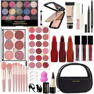 MISS ROSE M All In One Makeup Kit, Makeup Kit for Women Full Kit,Multipurpose Women's Makeup Sets,Beginners and Professionals Alike,Easy to Carry (Bl
