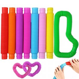 Vanblue Large 8 Pcs Pop Tubes Fidget Toys Autism Sensory Toys Fidget Tubes Party Favors Valentines Day Gift for Kids Toddler ADHD Anxiety Stress Reli