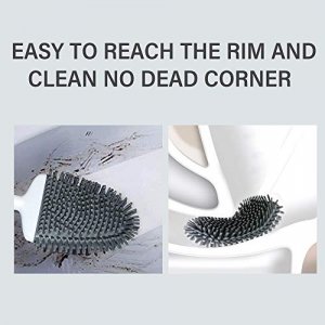 Sellemer Toilet Brush and Holder Set for Bathroom, Flexible Toilet Bowl Brush Head with Silicone Bristles, Compact Size for Storage and Organization,