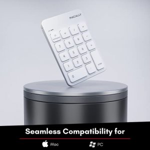Macally Bluetooth Number Pad for Laptop, Apple, Mac, iMac, MacBook Pro/Air, Ipad, Windows PC, Tablet, or Desktop Computer - Rechargeable 18 Key Wirel
