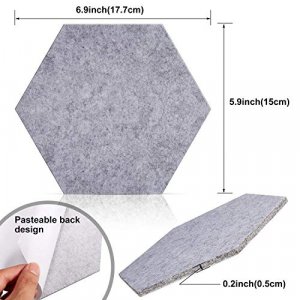 10 Packs Pin Board Hexagon Felt Board Tiles Bulletin Board Memo Board with 20 Pieces Push Pins, Decoration for Home Office Classroom Wall (Gray, 5.9 