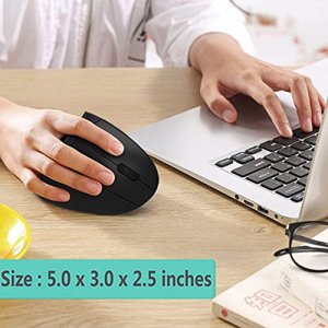 Ergonomic Mouse, LEKVEY Vertical Wireless Mouse - Rechargeable 2.4GHz Optical Vertical Mice : 3 Adjustable DPI 800/1200/1600 Levels 6 Buttons, for La