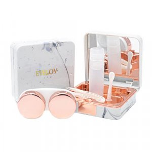 EYELOV Contact Lens Travel Case, Cute Marble Mini Contact Lens Travel Kit Holder Container Includes Contact Lens Remover Tool with Bottle and Tweezer