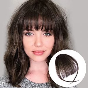 BOGSEA Bangs Hair Clip in Bangs Human Hair Wispy Bangs Fringe with Temples Hairpieces for Women Clip on Air Bangs Flat Neat Bangs Hair Extension for 