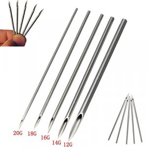 Ear Nose Piercing Needles - Yuelong 50pcs Mixed Body Piercing Needles Including Sizes 12g 14g, 16g,18g & 20g for Piercing Supplies Piercing Kit Body