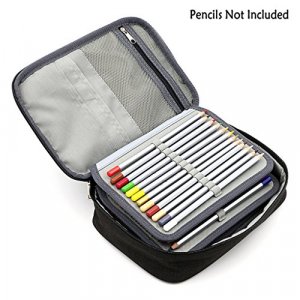 BTSKY High Capacity Zipper Pens Pencil Case- Multi-Functional Stationery Pencil Pouch 72 Slots Colored Pencil Case Portable Pencil Bags With 2 Remo
