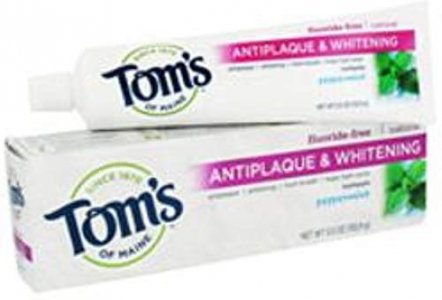 Tom's of Maine, Fluoride Free Antiplaque & Whitening Toothpaste - Peppermint, 5.5 Ounce