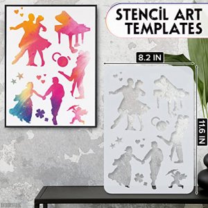 Stencil Art Templates for Painting - 12Pcs People Stencils for Rock Painting Scrapbooking Stuff Bullet Journal Stencils for Painting on Canvas Animal