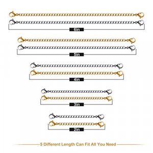 Necklace Extenders, 10Pcs Stainless Steel Gold Silver Necklace Bracelet Anklet Extension Chains with Lobster Clasps and Closures for Jewelry Making