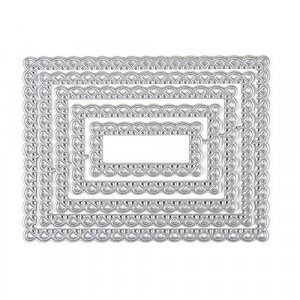 Metal Nested Cutting Dies Scallop Rectangle Frame Embossing Stencil Die Cuts for Card Making Scrapbooking Paper Craft Album Stamps DIY Dcor
