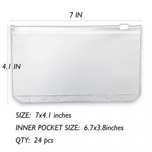 A6 Binder Pockets 24PCS, Binder Pockets A6 Size for 6 Ring Binder, A6 Binder Cash Envelopes