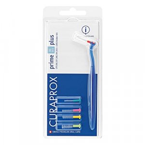 Curaprox Prime Plus Interdental Brushes Mixed Set, CPS 06 + CPS 07 + CPS 08 + CPS 09 + CPS 10 + CPS 11 + UHS 451 Brush Holder, Blue