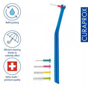 Curaprox Prime Plus Interdental Brushes Mixed Set, CPS 06 + CPS 07 + CPS 08 + CPS 09 + CPS 10 + CPS 11 + UHS 451 Brush Holder, Blue