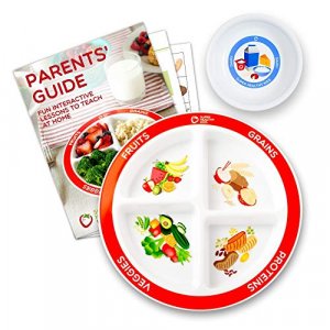MyPlate Divided Kids Portion Plate Plus Dairy Bowl and Lesson Plan for Picky Eaters
