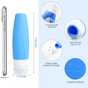 INSFIT Portable Travel Bottles TSA Approved, 2oz Travel Size Toiletries Containers, Leak Proof Carry on Bottles for Liquids BPA Free Squeezable Silic