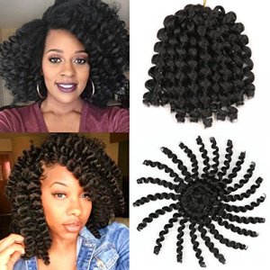 6 Pcs Jumpy Afro Kinky Twist Crochet Braid Natural Black Jamaican Bounce Synthetic Braiding Hair Extension 8 Inch 20 Strands 1B