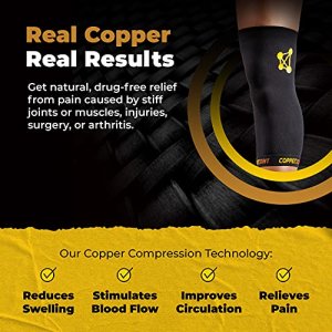  Copper Compression Leg Compression Sleeve - Copper Infused  Knee Stabilizer Brace For Running