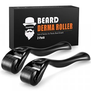 Beard Roller for Patchy Beard Growth, Beard Derma Roller Microneedle Roller Beard Growth Kit 0.25mm for Men Mustache Facial Hair Growth 2 Packs