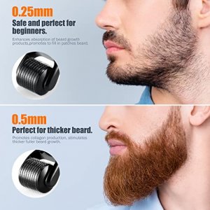 Beard Roller for Patchy Beard Growth, Beard Derma Roller Microneedle Roller Beard Growth Kit 0.25mm for Men Mustache Facial Hair Growth 2 Packs
