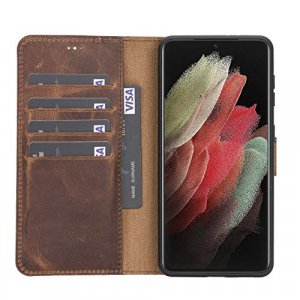 Bayelon Samsung Galaxy S21 Case, Full Grain Leather Phone Wallet, Detachable Phone Case Wallet, Magnetic Flip Phone Cover, RFID, Samsung Galaxy S21 C
