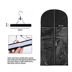 Wig Bags Storage With Hanger- 3PCS Hair Extensions Storage Bag Hair Hangers For Extensions Hairpieces Storage Holder (black)