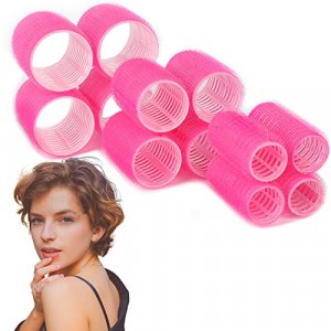 Hair Rollers for Short Hair, 12Pcs Small Rollers Hair Curlers for Short Medium Long Fine Thin Hair Self Grip No Heat 3 Sizes(12pcs,Rose Red)
