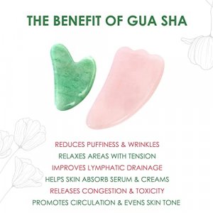 Gua Sha Facial Tools FUASHA - Premium 2-in-1 Jade & Rose Quartz Gua Sha Set - Lymphatic Drainage Scraping Massage Stone - Guasha Tool For Face - Faci
