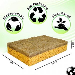 bioGo 12 Biodegradable Sponges Kitchen - Eco Reusable Cellulose Sponges -  Compostable Organic Kitchen Sponge - Natural Sponges for Dishes - Eco